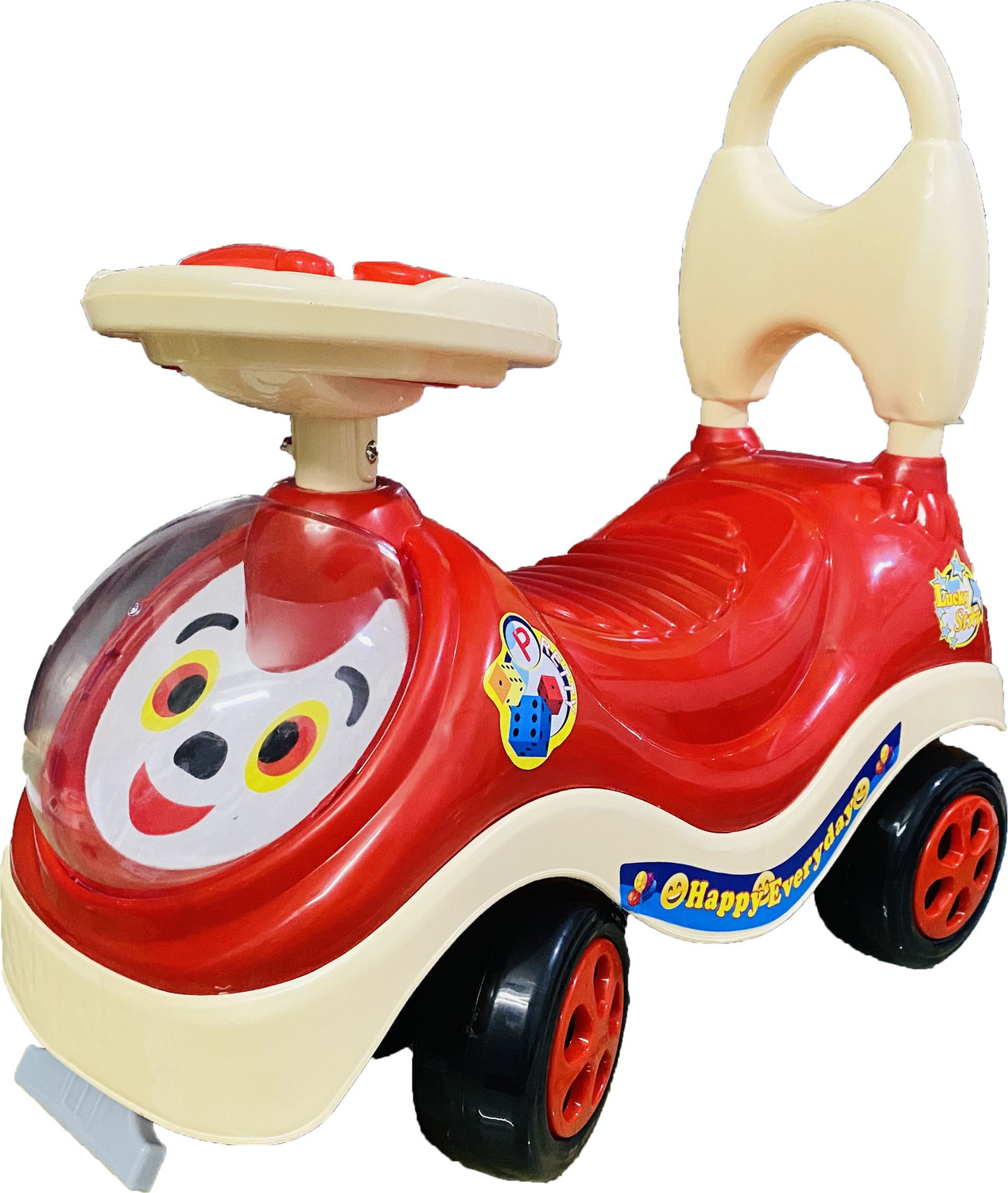 Image of joymax Musical Car With Head Lights | Push Ride On | Perfect for Kids 1-3 Years Rideons & Wagons Non Battery Operated Ride On (White)