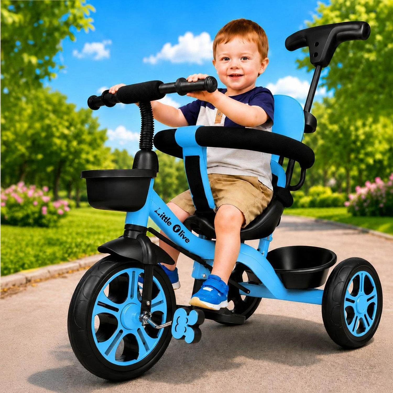 Little Olive Toddler Trike, Kids Cycle, Baby Cycle, Ride On Toy for Boys & Girls Kiddie Kart Tricycle - Safe, Sturdy, And Stylish Ride-On Toy For Kids, Ages 2-5 Tricycle