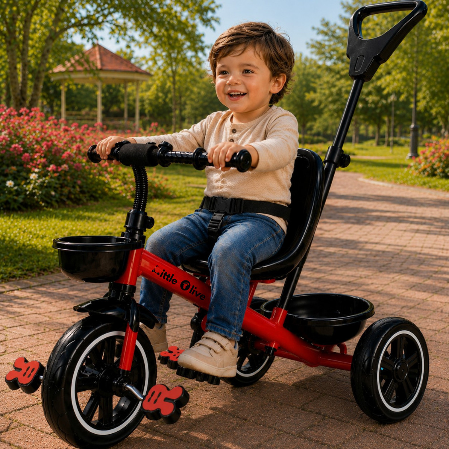 Image of DUGGI MUGGI Musical Panda Magic Car for Kids Rideons & Wagons Non Battery Operated Ride On Tricycle (Black, White)