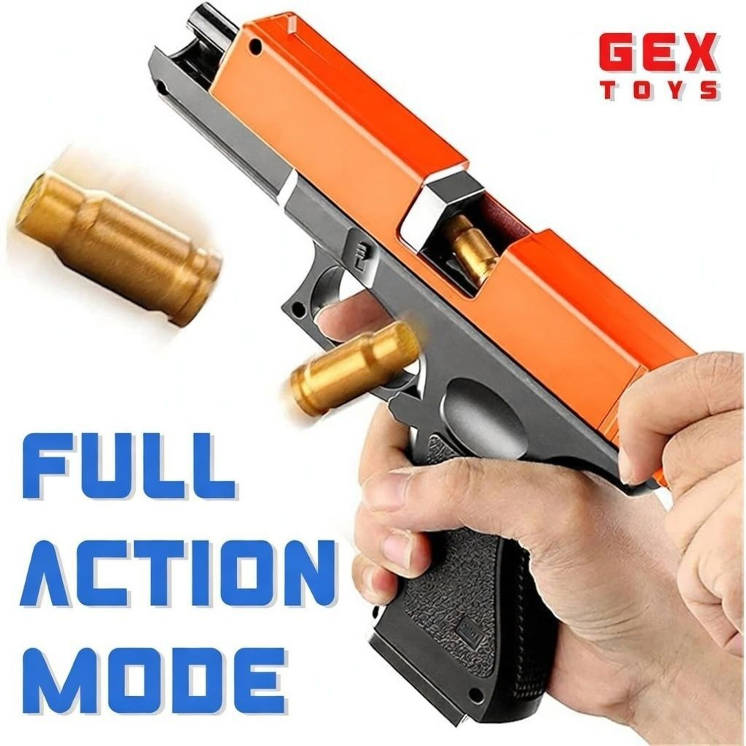 Image of GEX Kids Toy Gun with Soft Bullets & Magazine | Manual Soft Dart | Boys 10+ Years Guns & Darts (Orange)