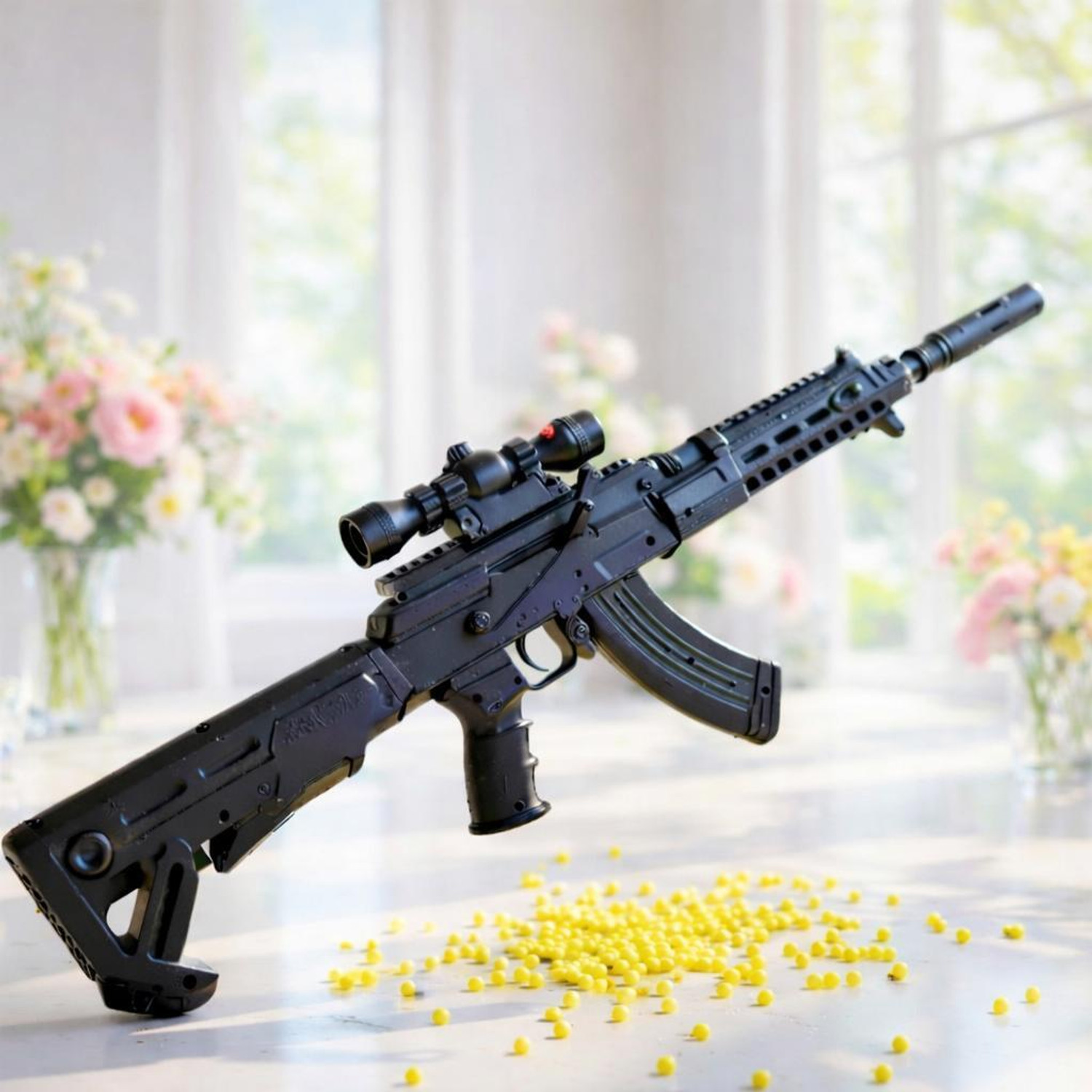 Image of Aaron Toy's Electric Automatic Gel Ball Blaster Toy Gun with Ammo | High-Speed Shooting Guns & Darts (Blue)