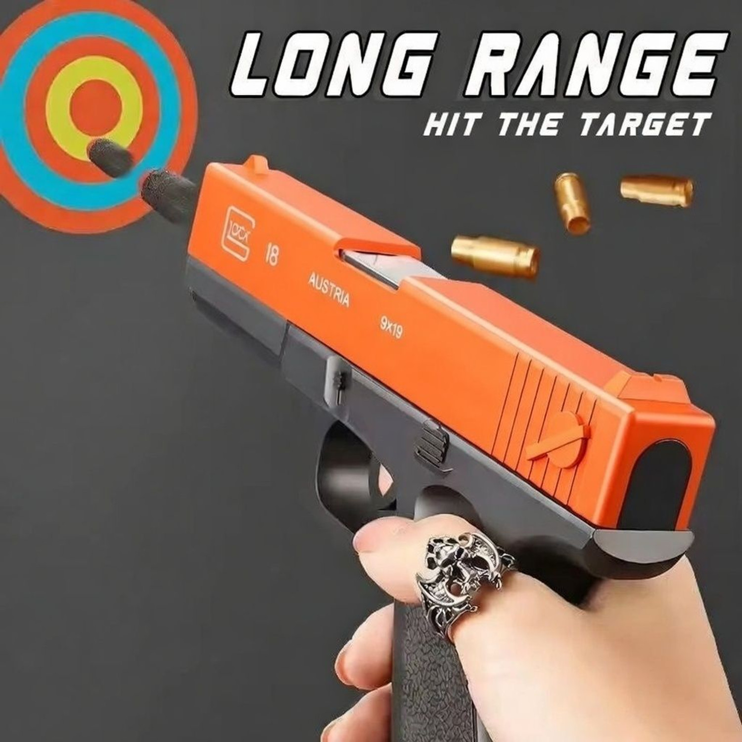 Image of GEX Kids Toy Gun with Soft Bullets & Magazine | Manual Soft Dart | Boys 10+ Years Guns & Darts (Orange)