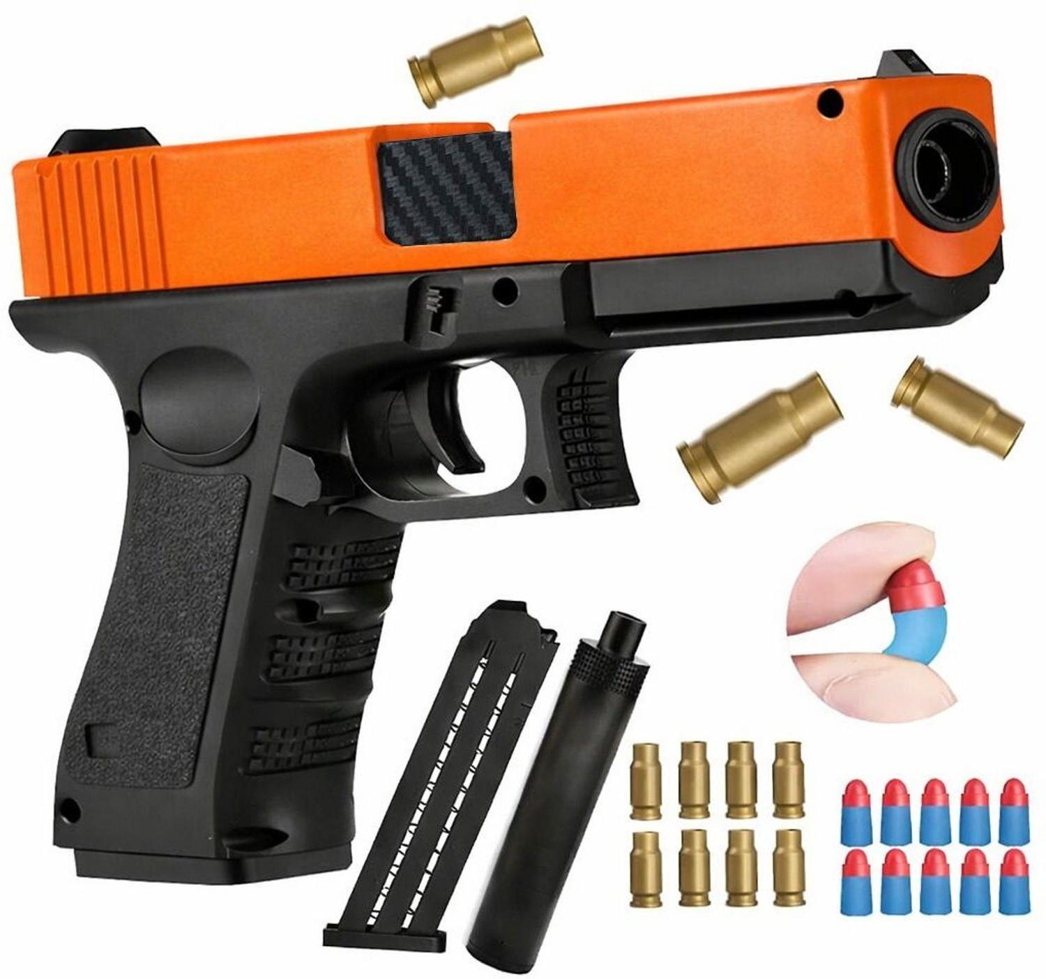 Image of GEX Kids Toy Gun with Soft Bullets & Magazine | Manual Soft Dart | Boys 10+ Years Guns & Darts (Orange)