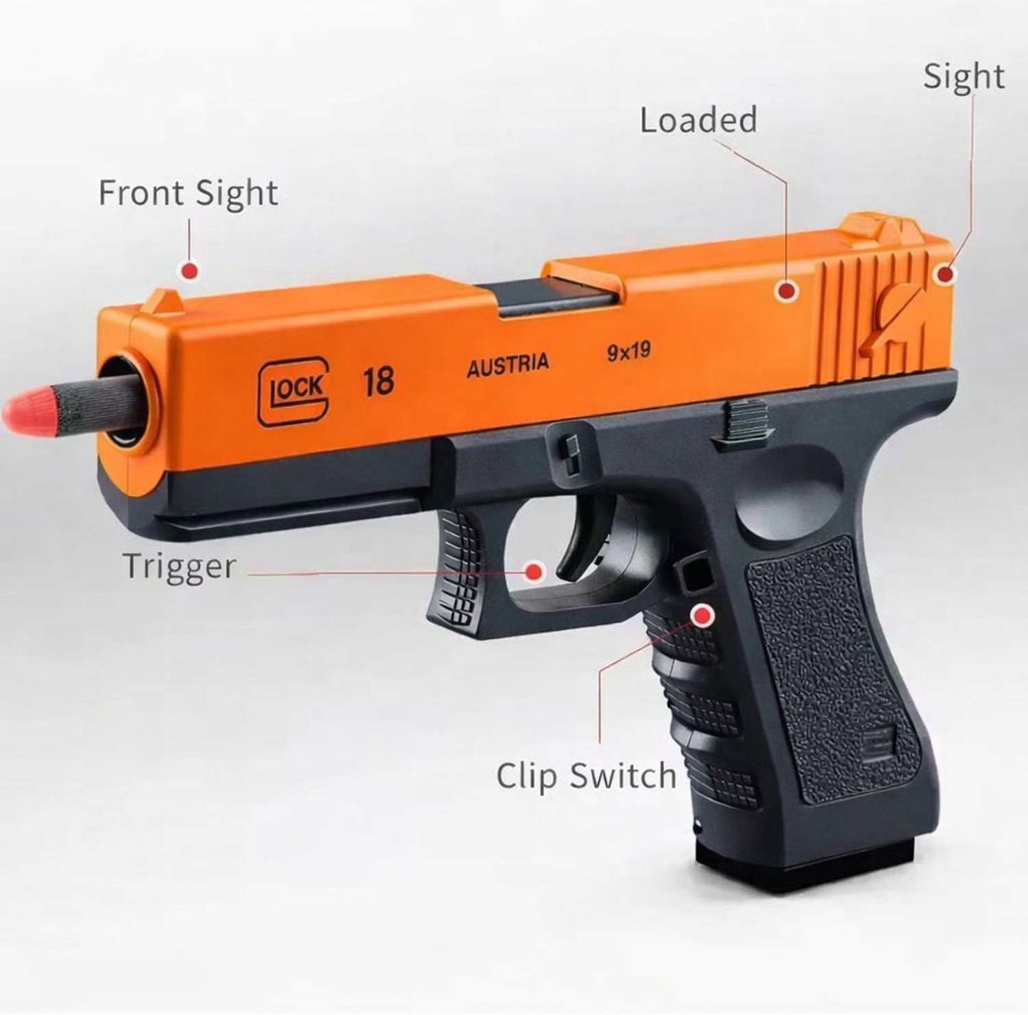 Image of GEX Kids Toy Gun with Soft Bullets & Magazine | Manual Soft Dart | Boys 10+ Years Guns & Darts (Orange)