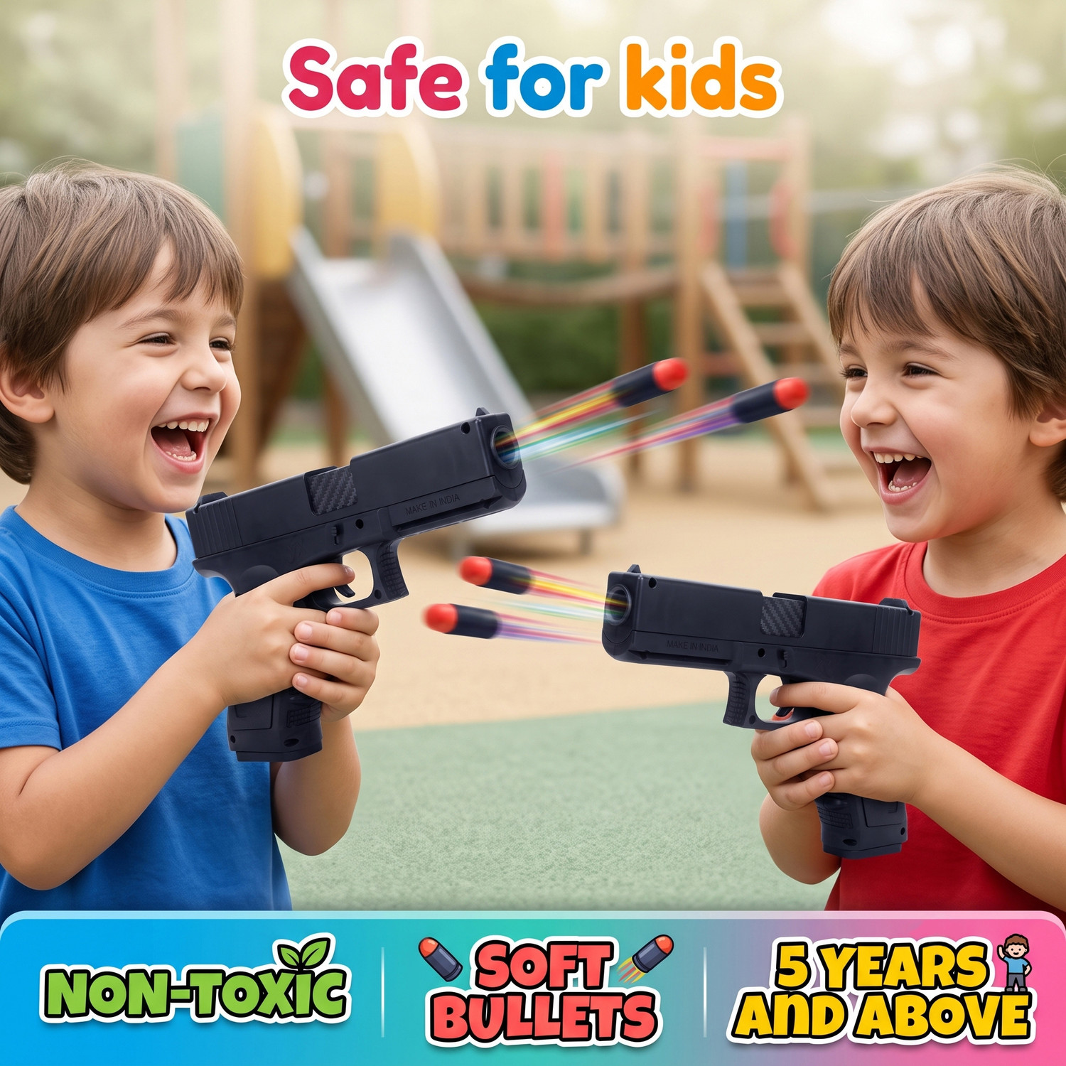 Image of GEX Kids Toy Gun with Soft Bullets, Silencer, magzine Action Reloading Gun Guns & Darts (Black)