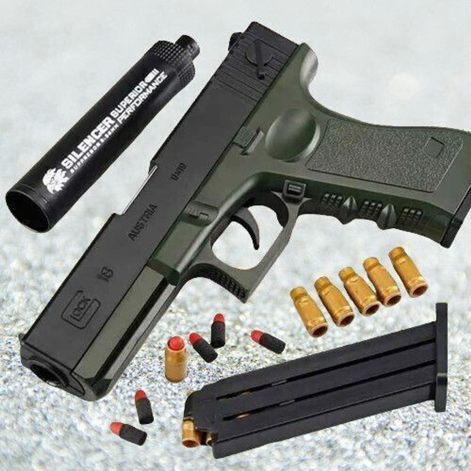 Image of GEX Toy Pistol with EVA Darts Kids Soft Bullet Gun Shooting-AK240 Guns & Darts (Black, Green)
