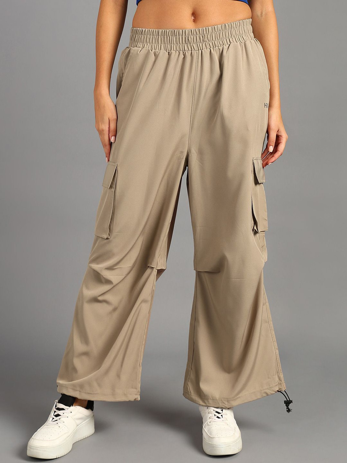 Image of HRX by Hrithik Roshan Women Solid Beige Track Pants