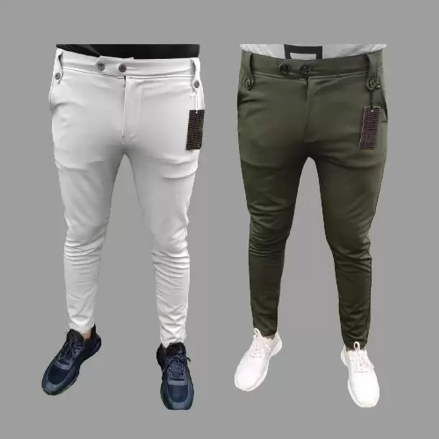 Image of YOUNG GALLERY Men Self Design Olive Track Pants