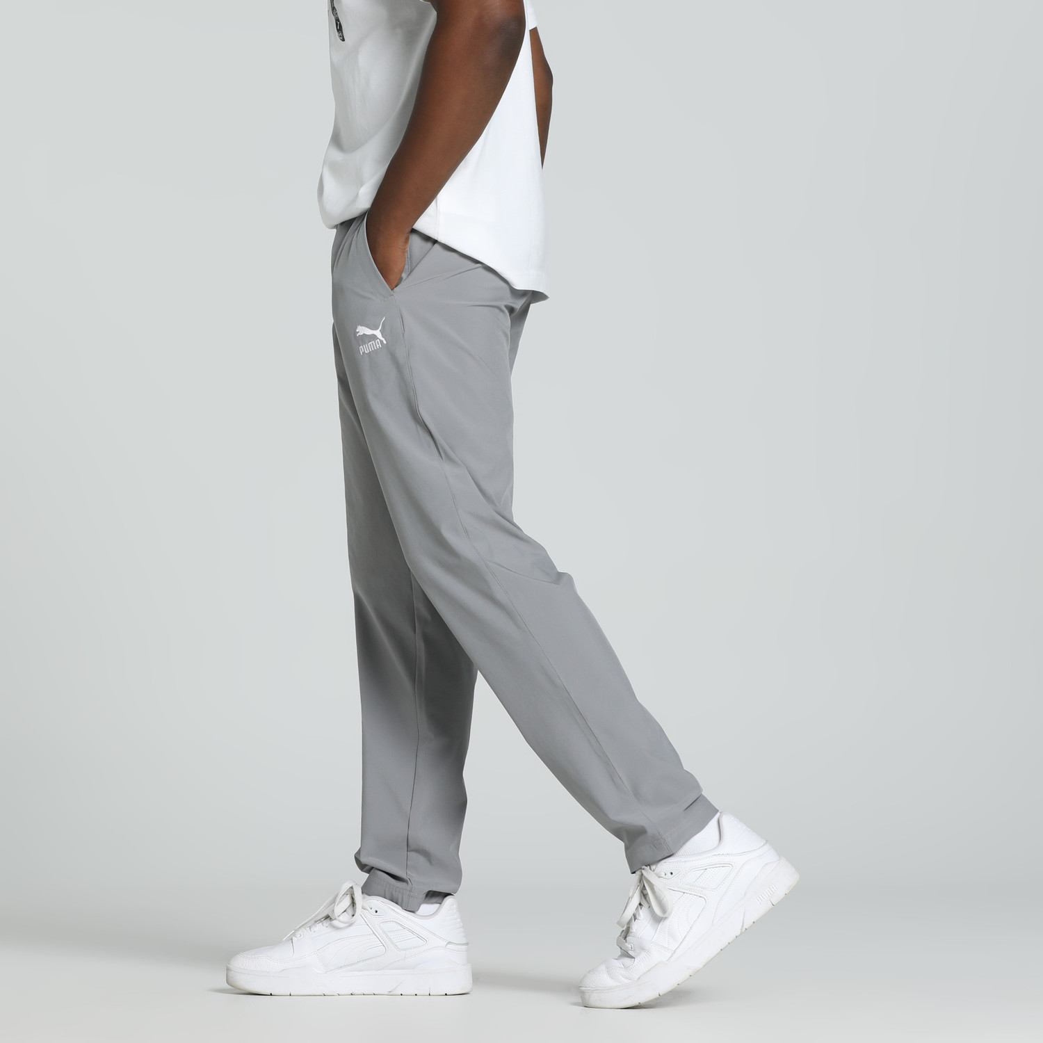 Image of PUMA Men Solid Grey Track Pants