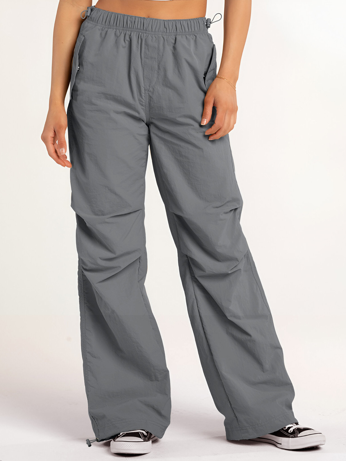 Image of MANIAC Women Solid Grey Track Pants