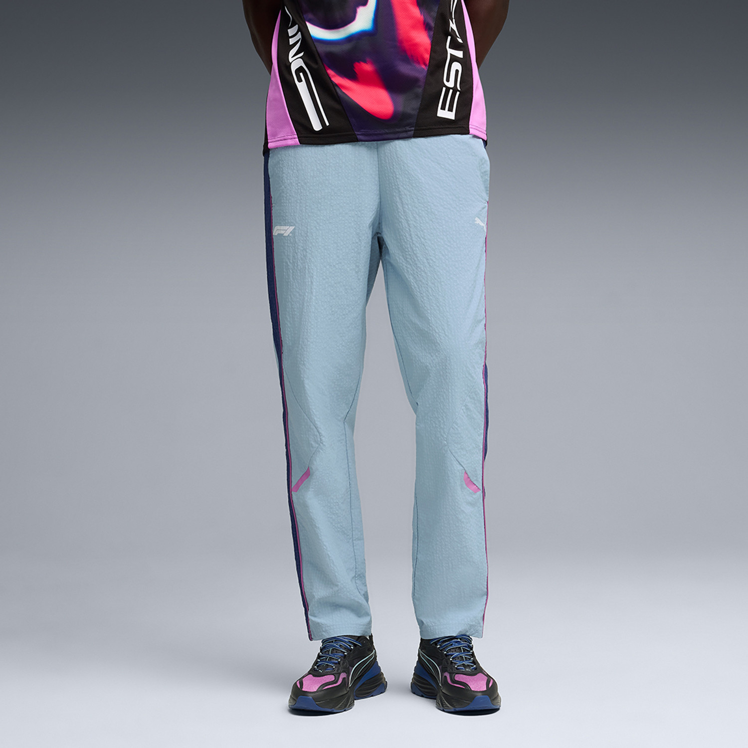 Image of PUMA EVOSTRIPE Core Pants Men Striped Blue Track Pants