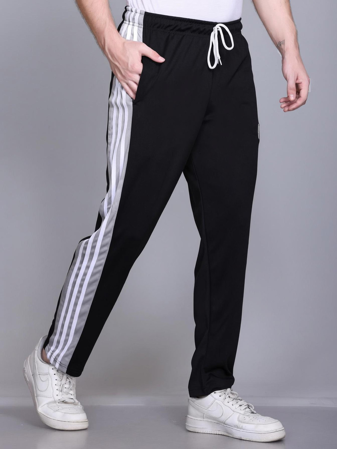 Image of HVBK Pack of 2 Men Solid Black, Blue Track Pants