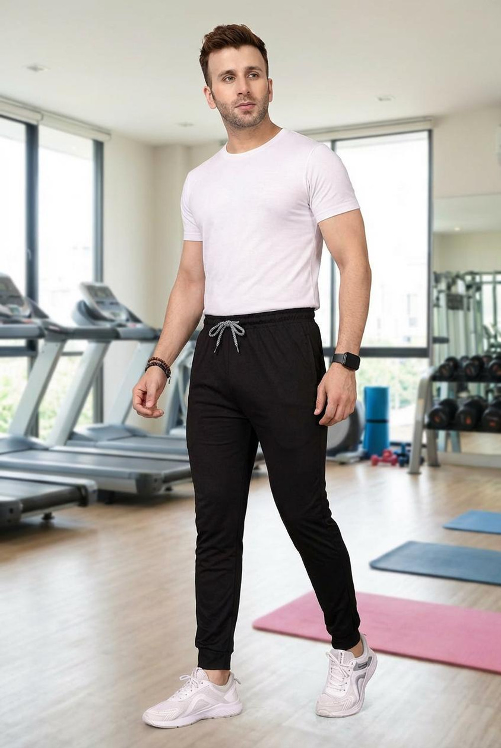 Image of ANAND Men Solid Grey Track Pants