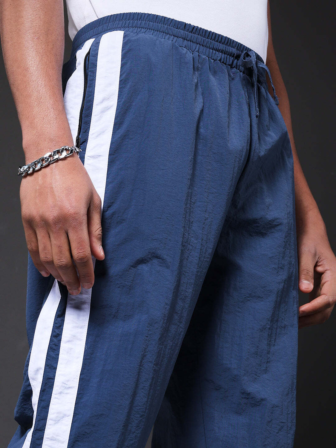 Image of Pronk Men Striped Blue Track Pants
