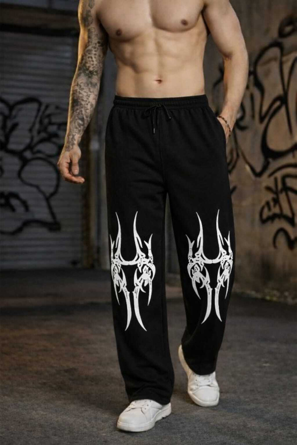 Image of Laitinen Men Printed Black Track Pants