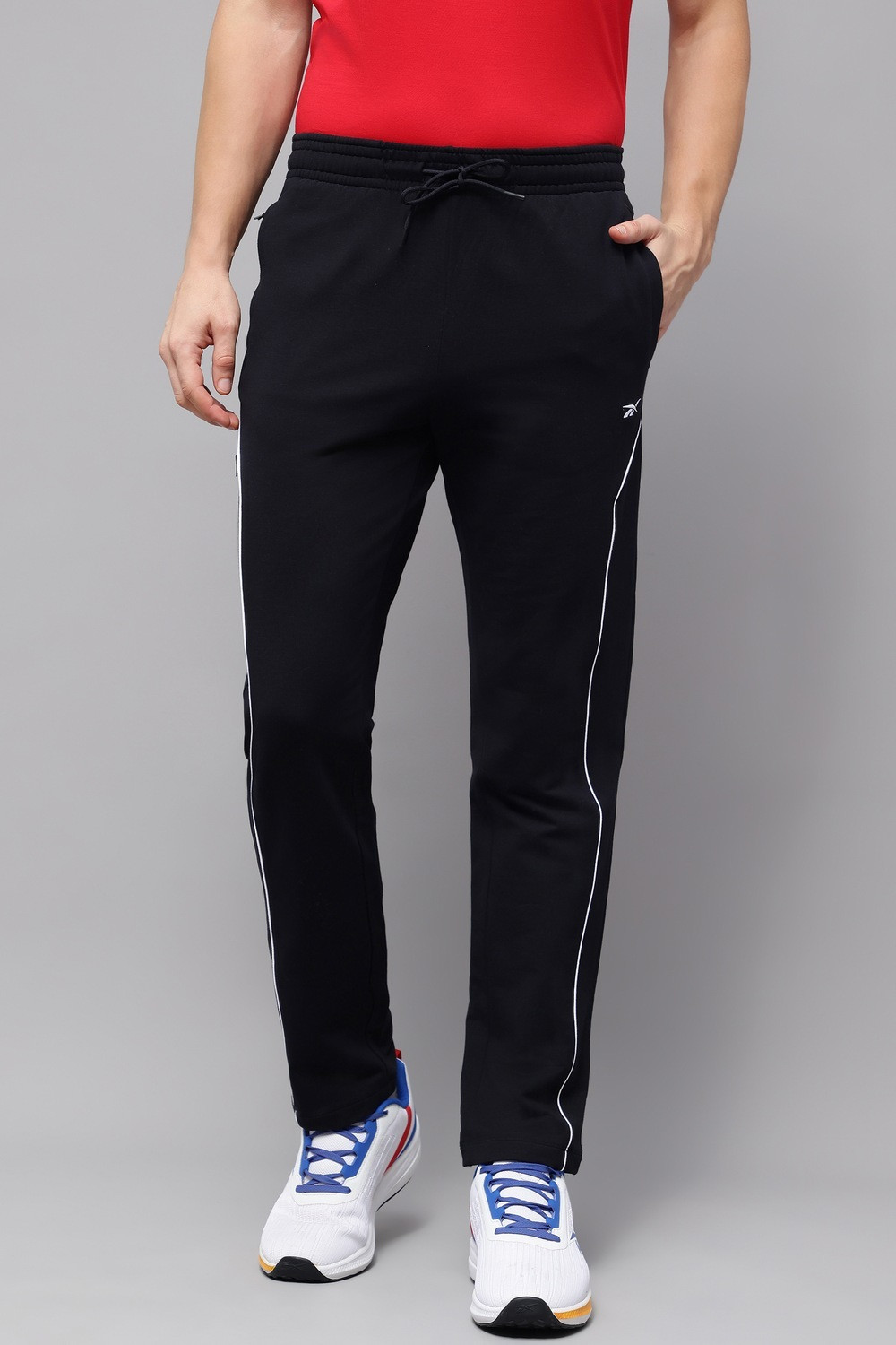 Image of REEBOK Men Printed Black Track Pants