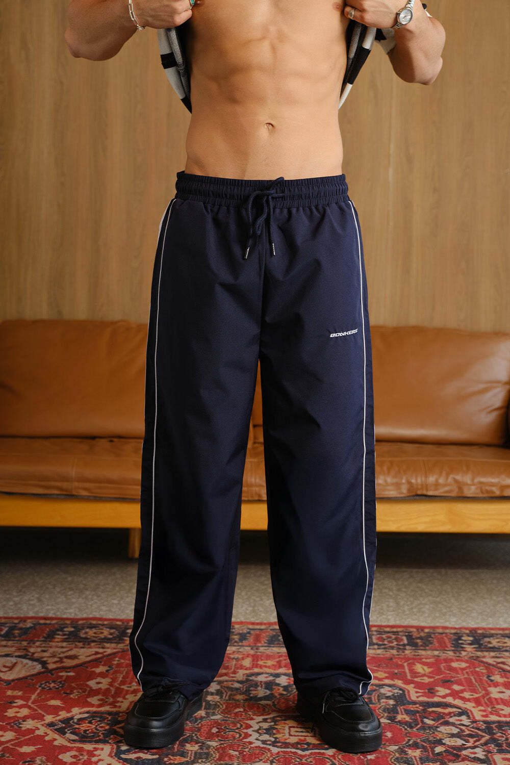 Image of Bonkers Corner Solid Men Blue Track Pants () Men Solid Blue Track Pants