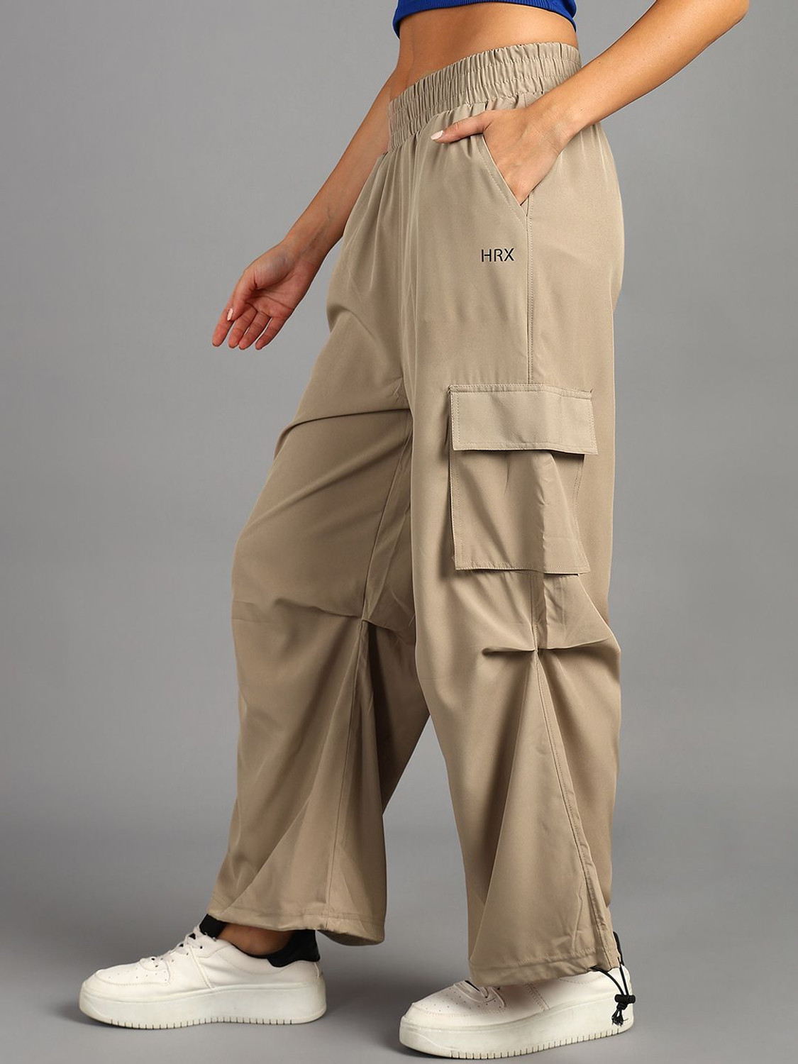 Image of HRX by Hrithik Roshan Women Solid Beige Track Pants