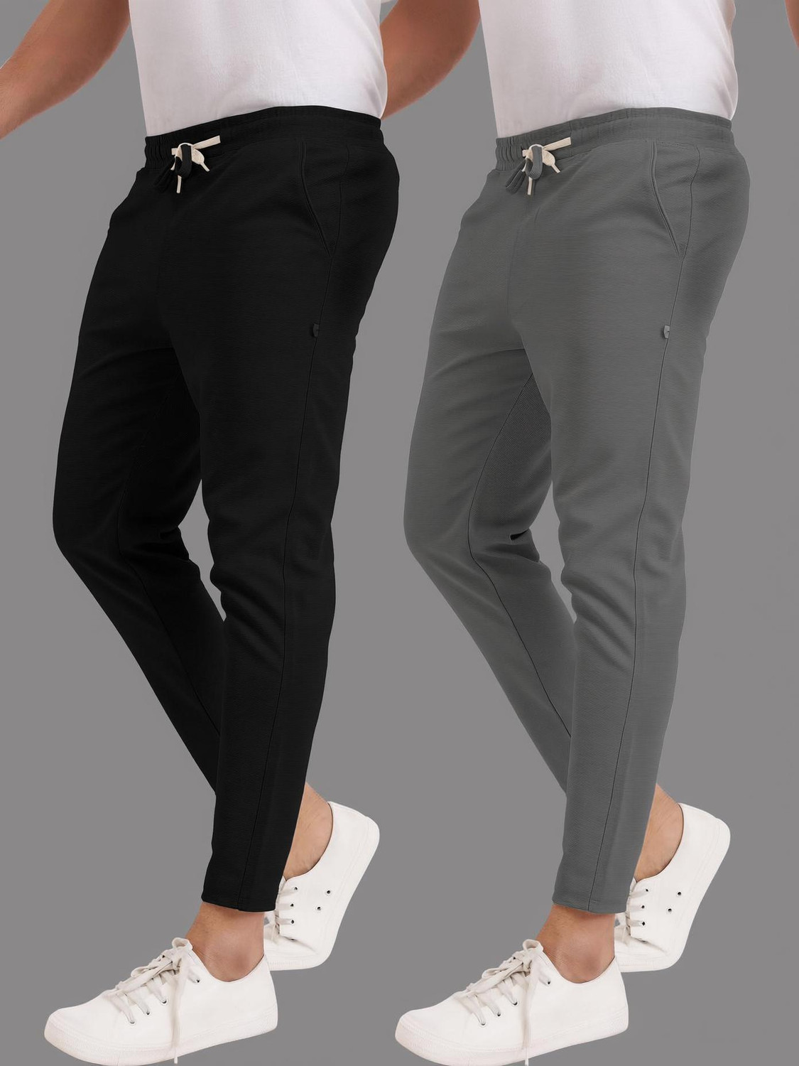 Image of YOUNG GALLERY Men Self Design Olive Track Pants