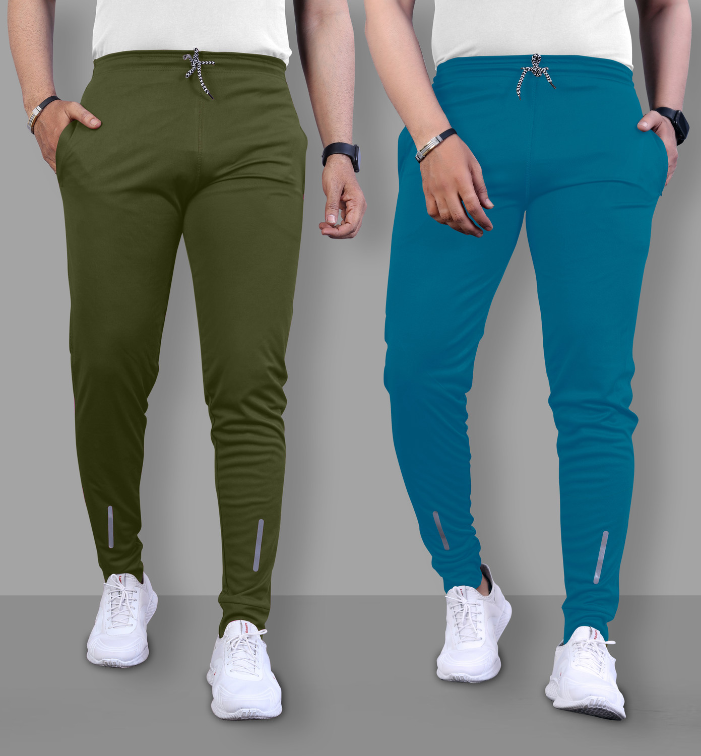 Image of ANAND Men Solid Grey Track Pants