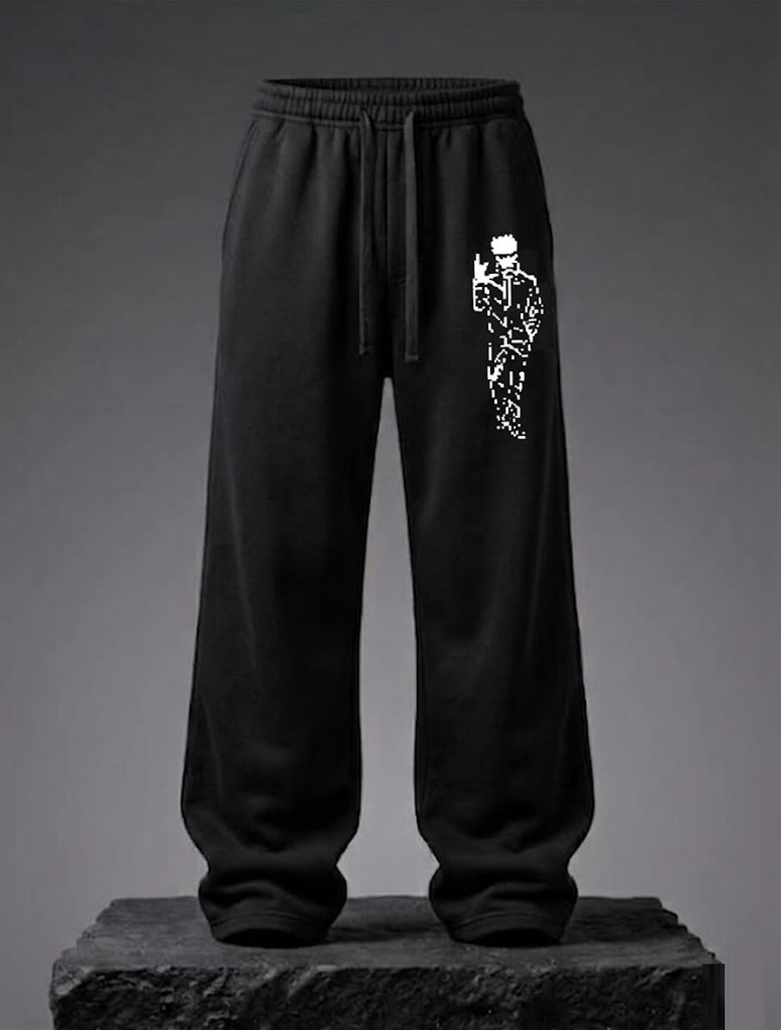 Image of RASKELYBAX Men Printed Black Track Pants