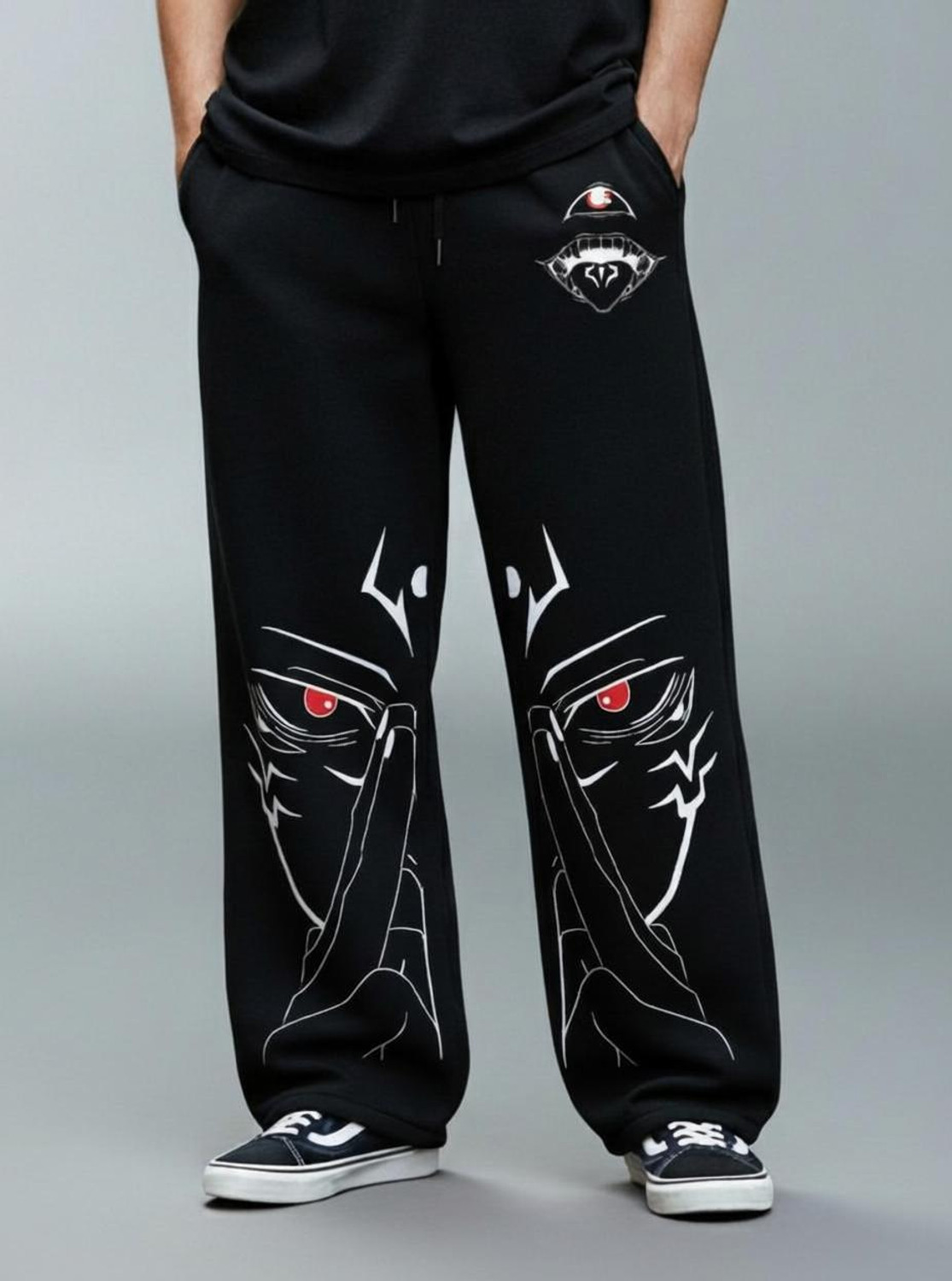 Image of RASKELYBAX Men Printed Black Track Pants