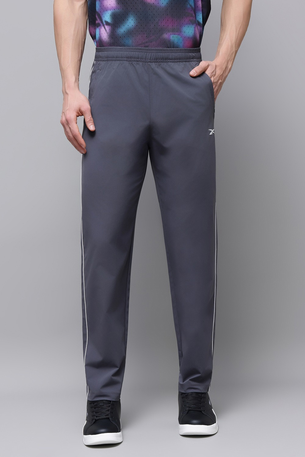 Image of REEBOK Men Printed Black Track Pants
