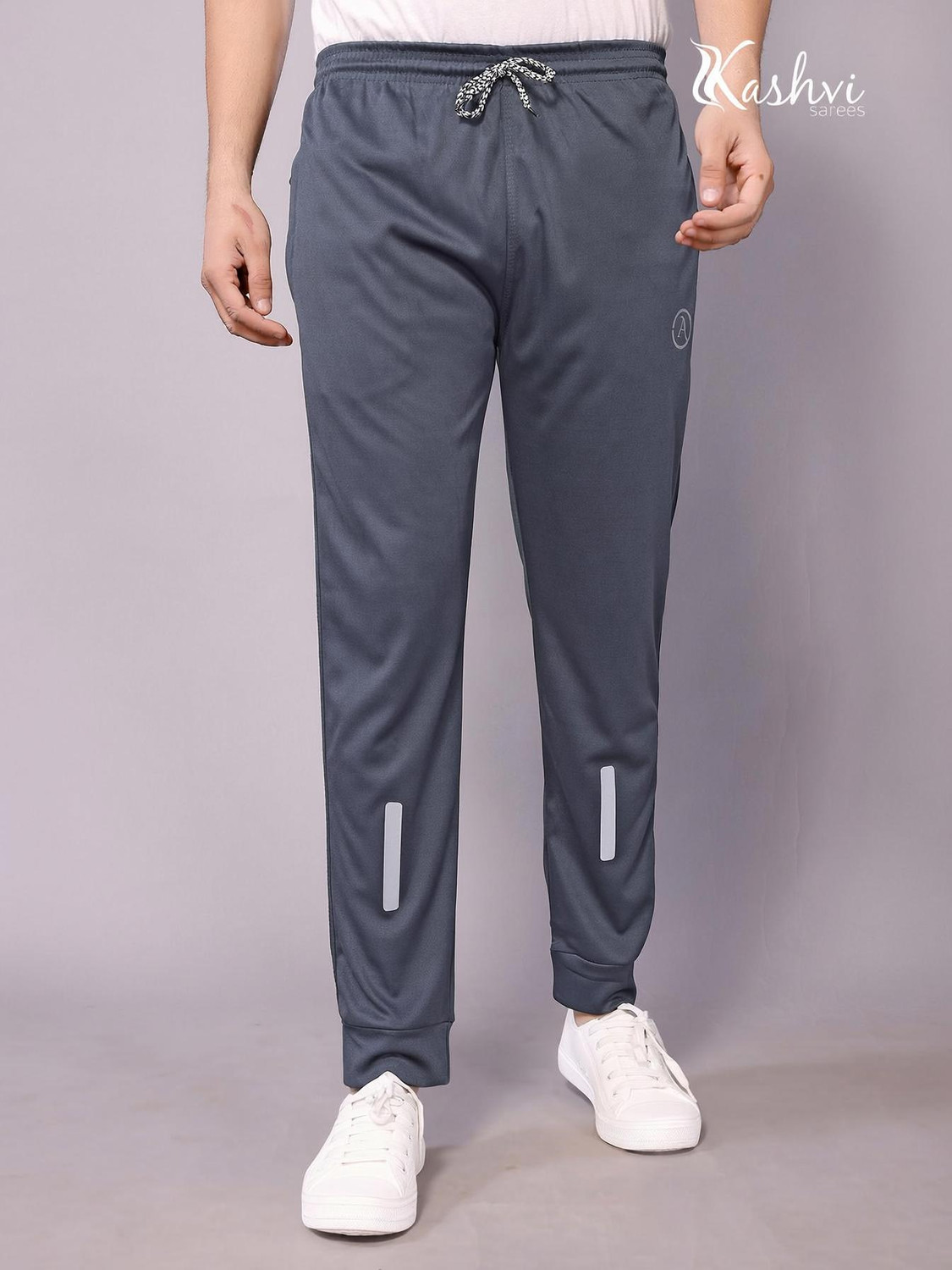 Image of ANAND Men Solid Grey Track Pants