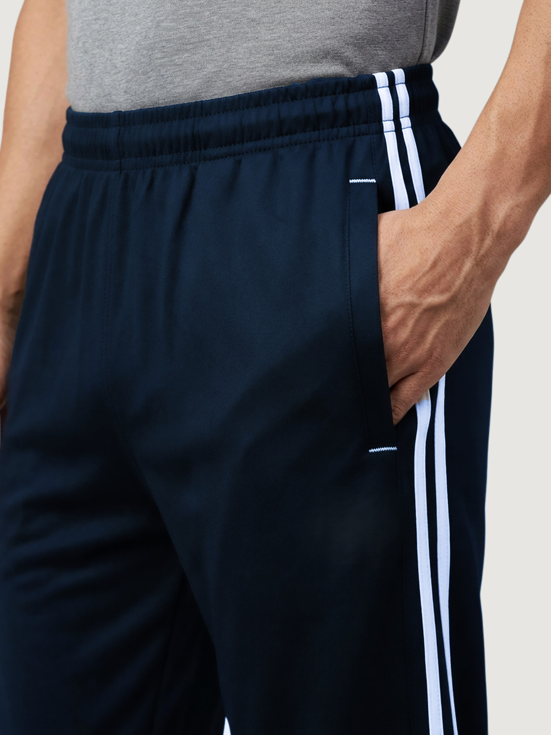 Image of Rathai Men Striped Dark Blue Track Pants