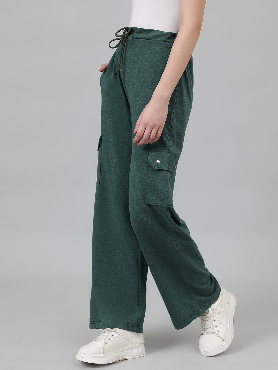 Image of KOTTY Women Solid Dark Green Track Pants
