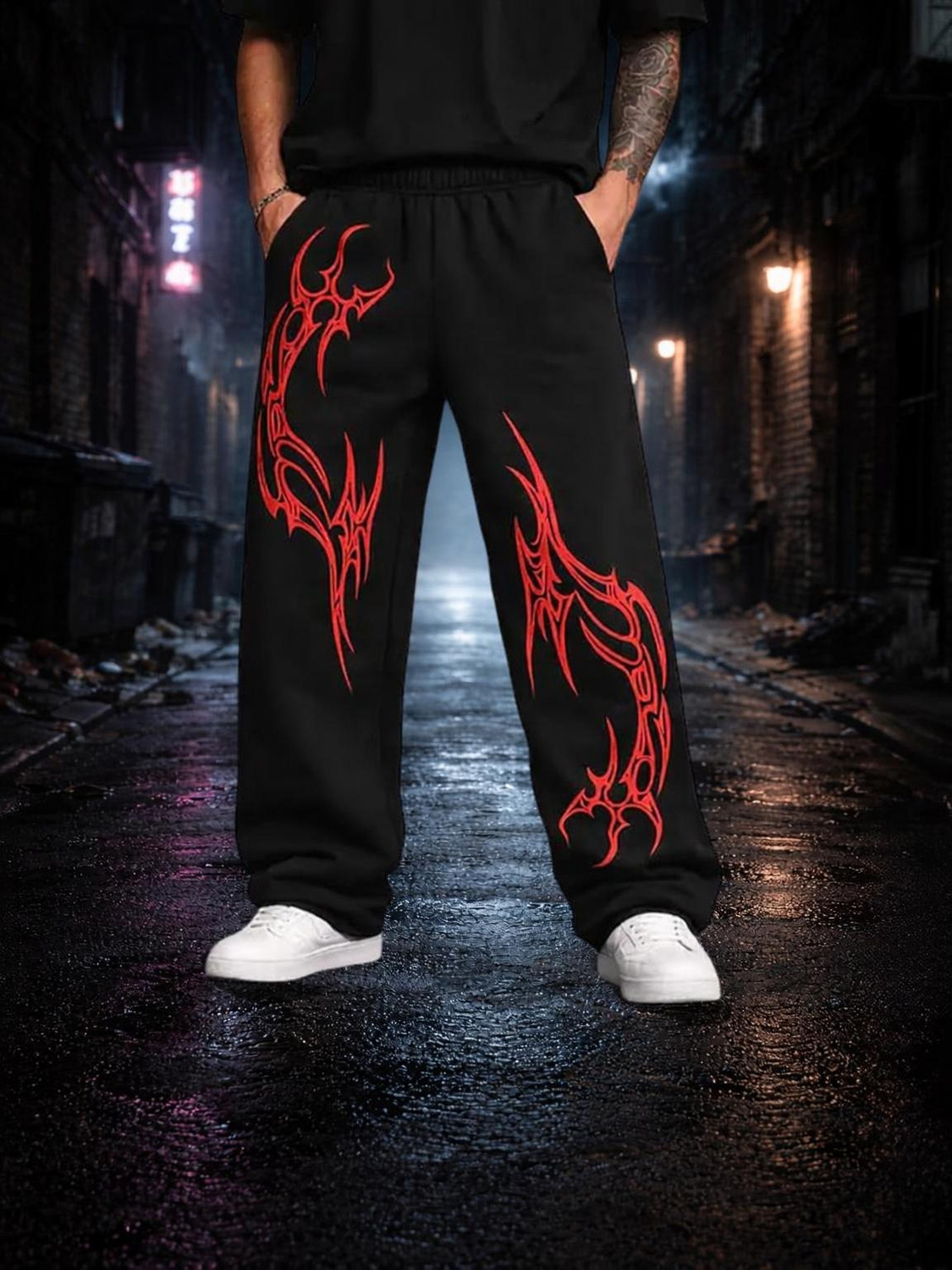 Image of UZARUS Men Printed Brown Track Pants
