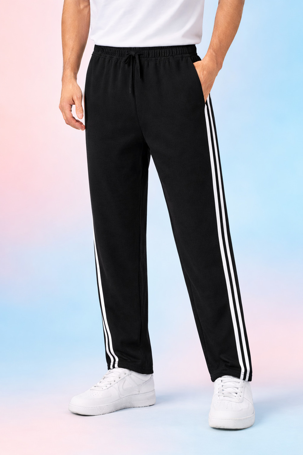 NISHIKA Men Black Striped Track Pants - Image 4