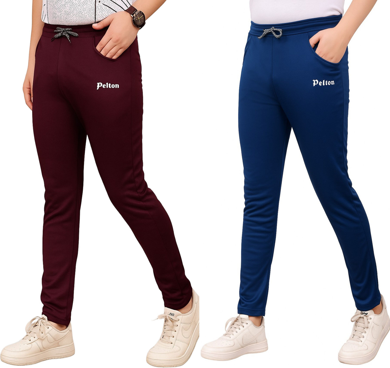 Image of pelton Men Solid Light Blue Track Pants