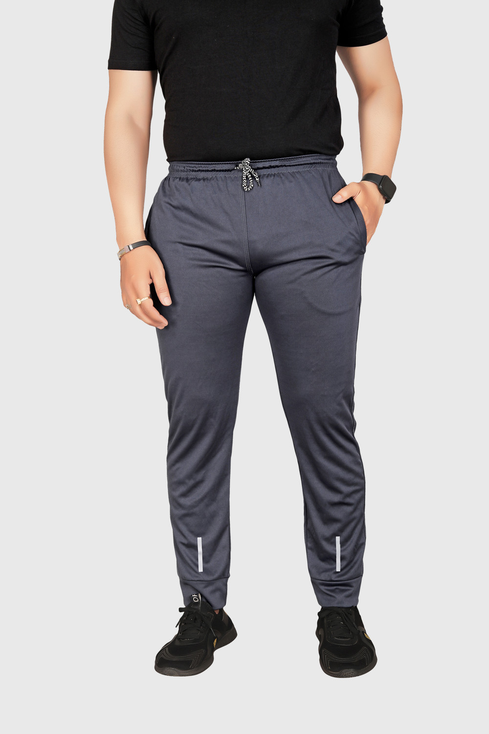 Image of ANAND Men Solid Grey Track Pants