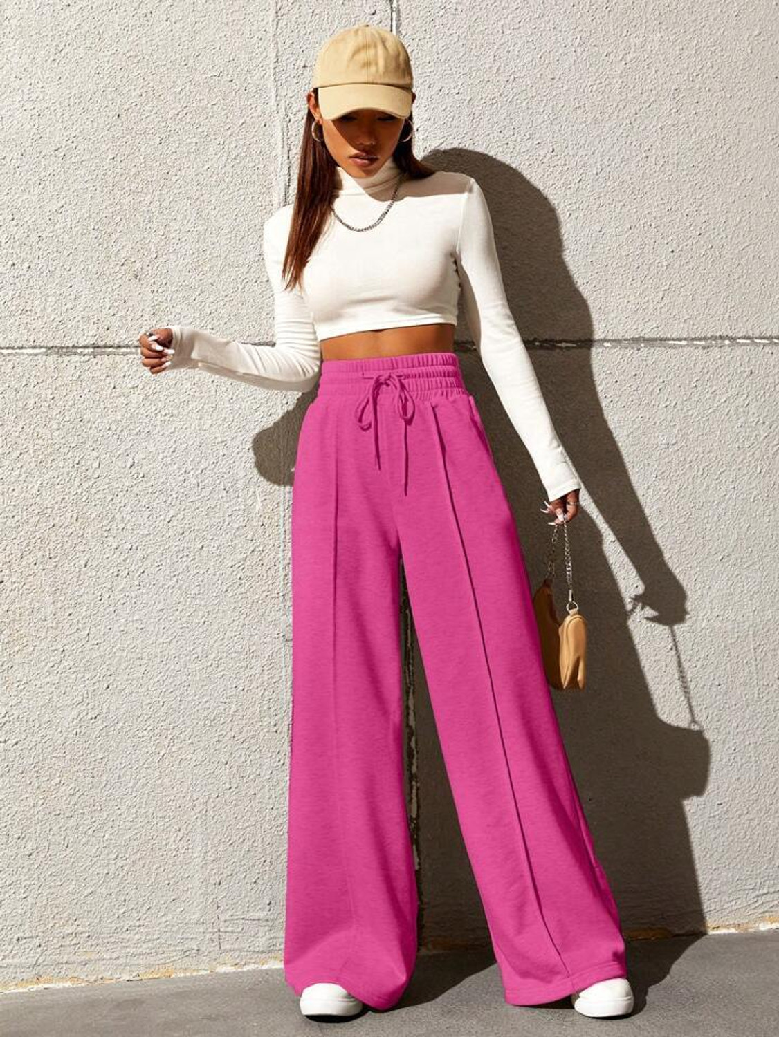 Image of Christy World Women Printed Pink Track Pants