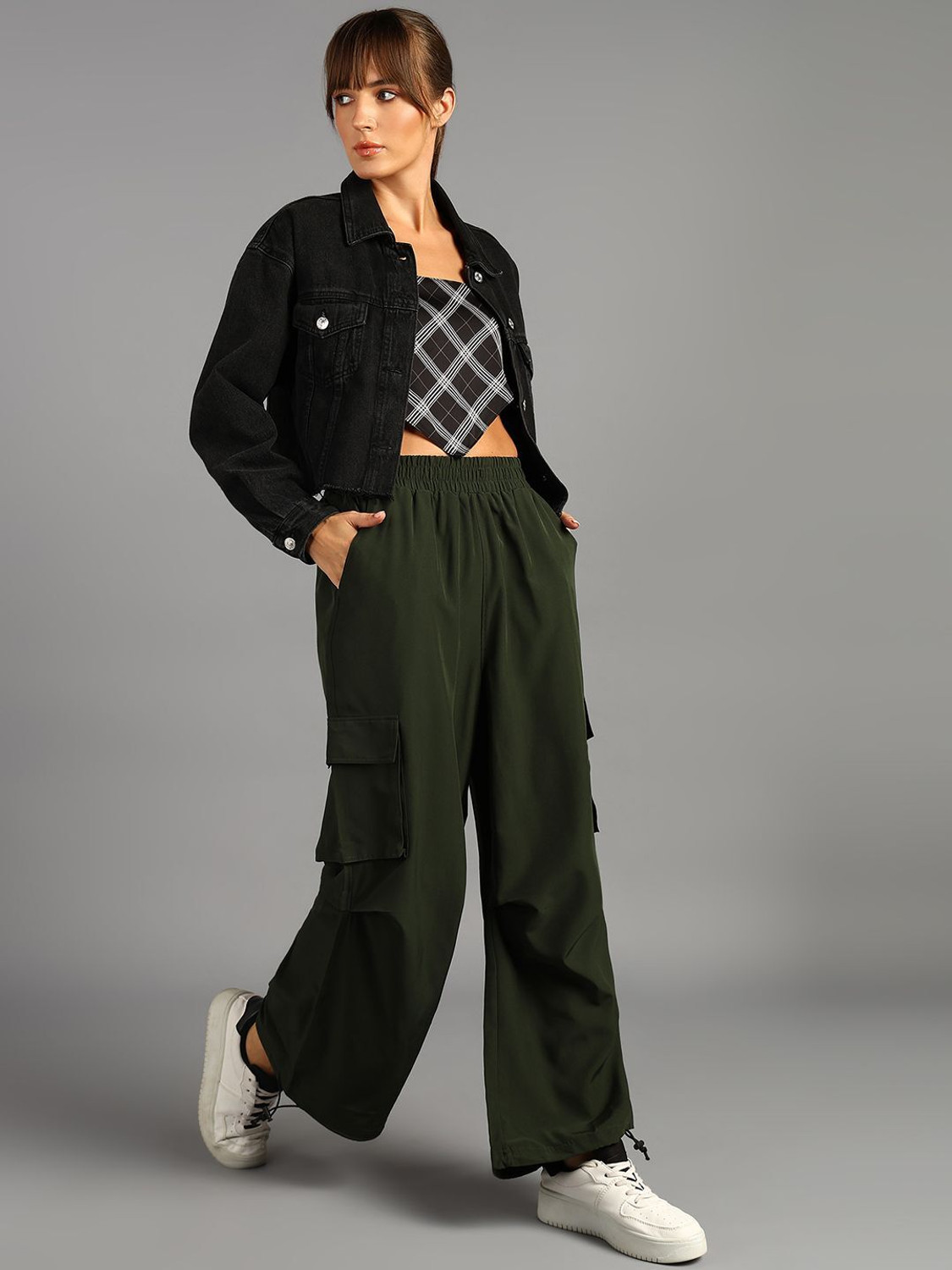 Image of HRX by Hrithik Roshan Women Solid Green Track Pants