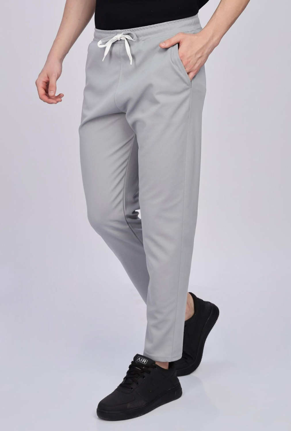 Image of HELI FASHION Pack of 2 Men Solid Grey, Grey Track Pants
