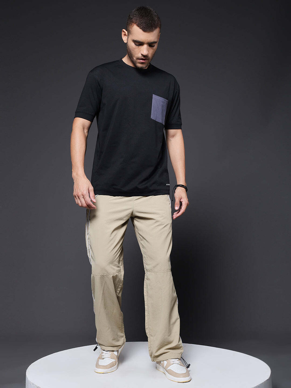 Image of Pronk Men & Women Striped Beige Track Pants