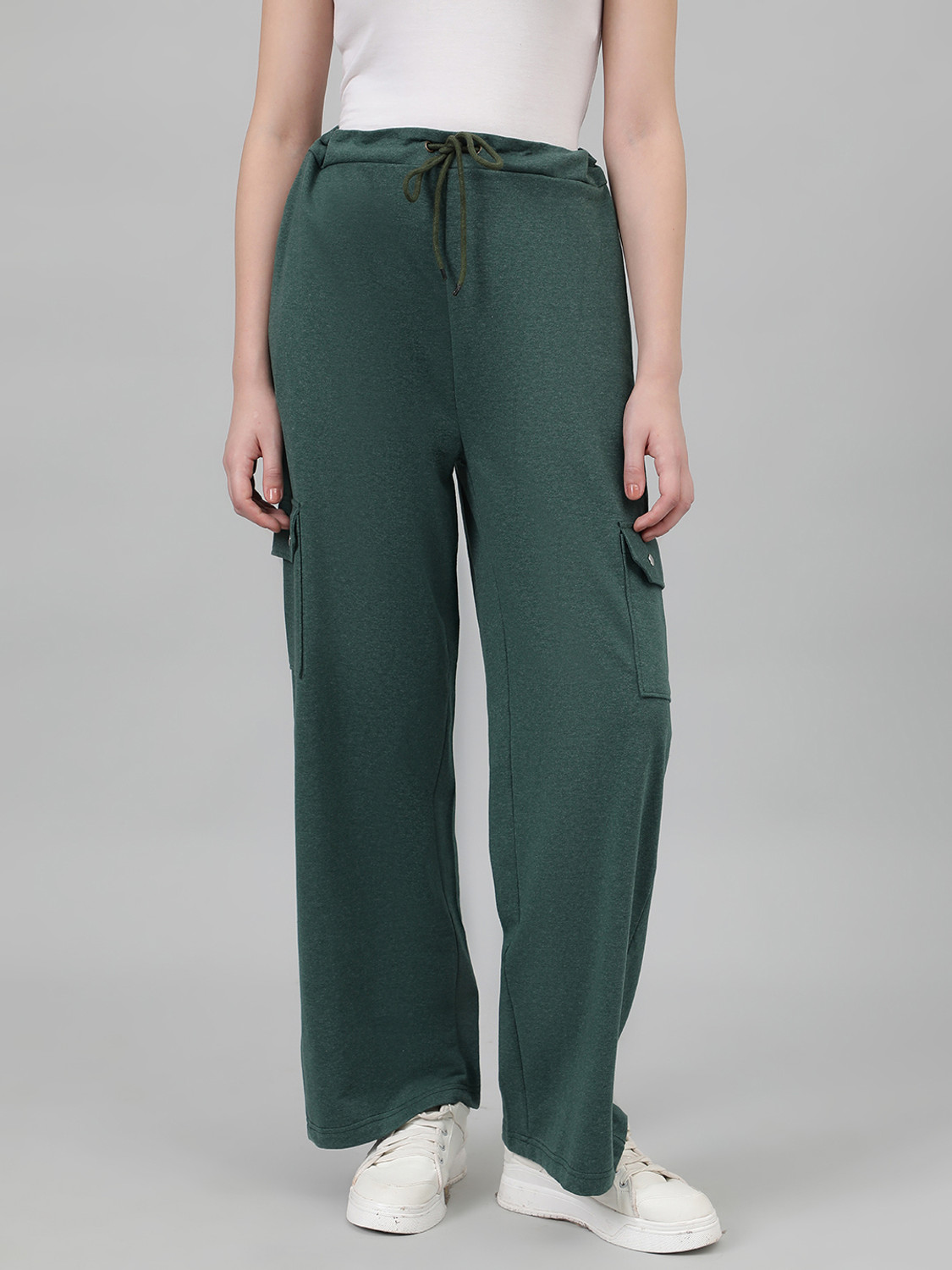 Image of KOTTY Women Solid Dark Green Track Pants