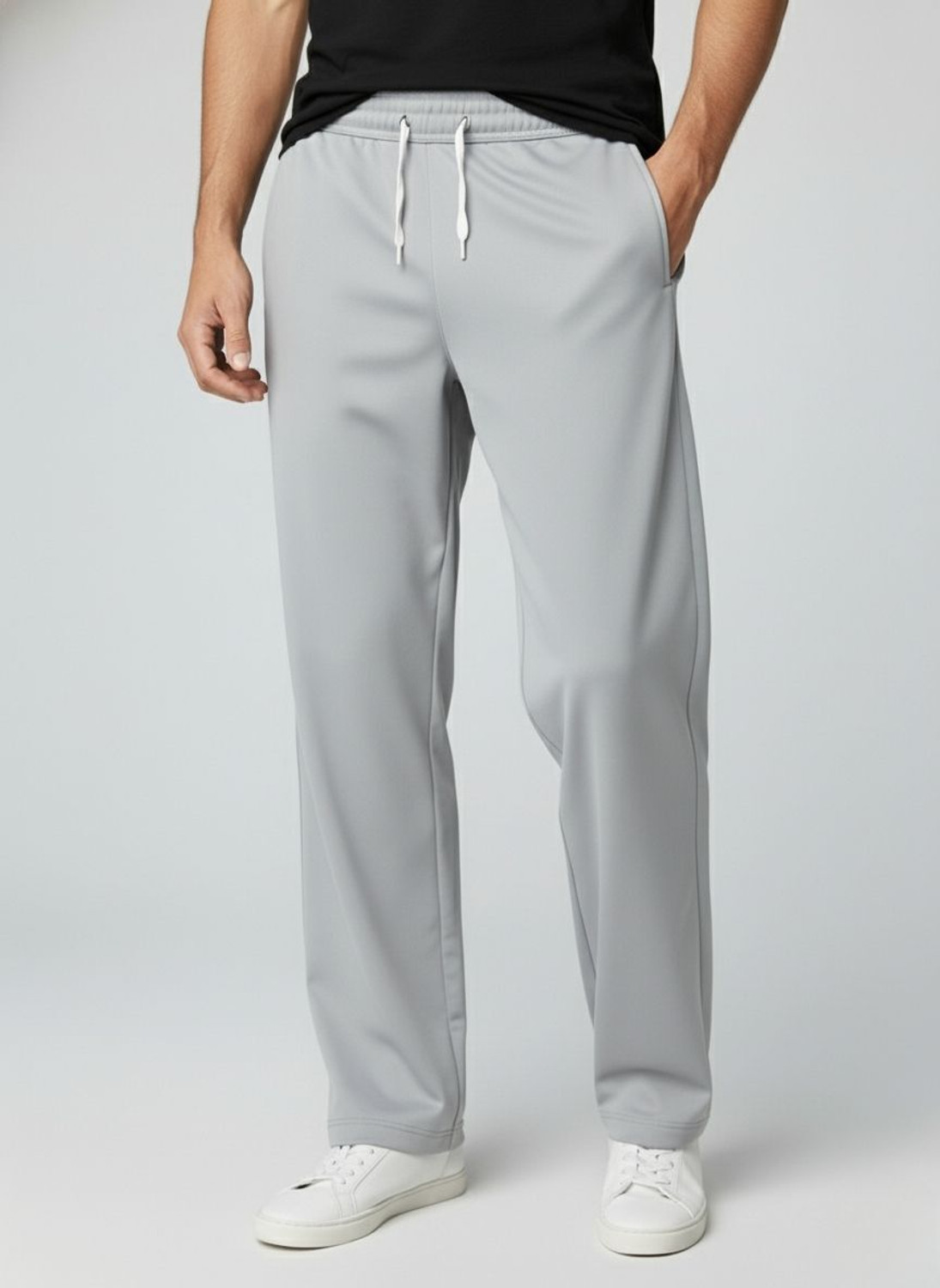 Image of COMBRAIDED Men Loose Fit Grey Corduroy Trousers