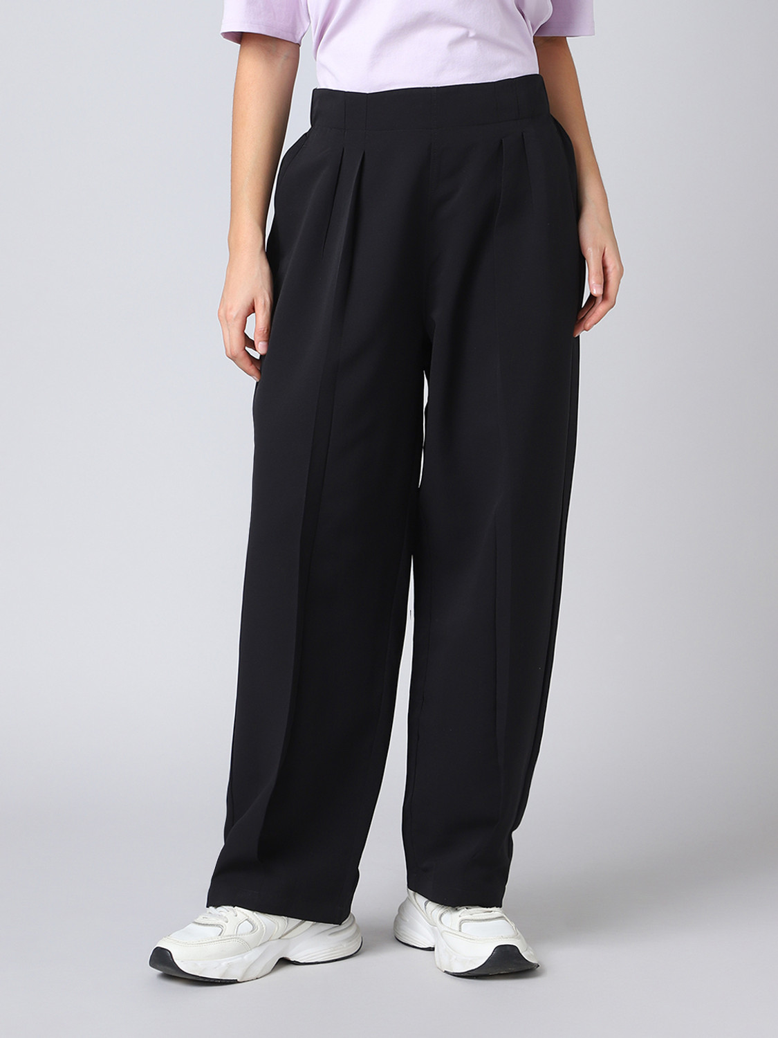 Image of MANIAC Women Solid Grey Track Pants