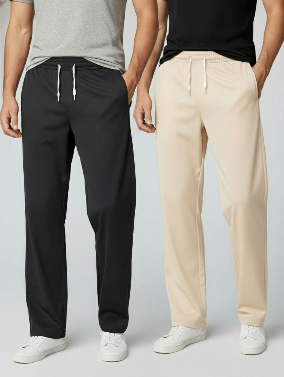 Image of INDICLUB Men Relaxed Brown Polycotton Trousers