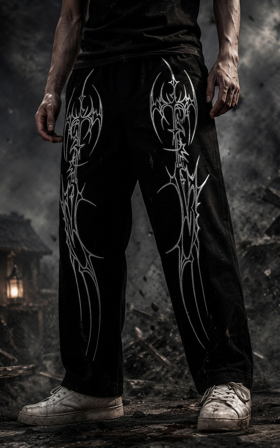 JUGULAR Men Printed Black Track Pants - Image 1