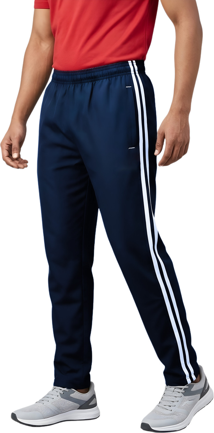Image of Rathai Men Striped Dark Blue Track Pants