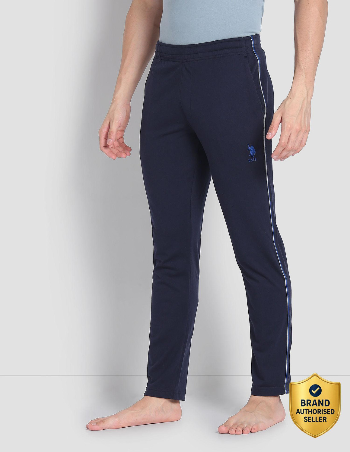 Image of U.S. POLO ASSN. Men Solid Blue Track Pants