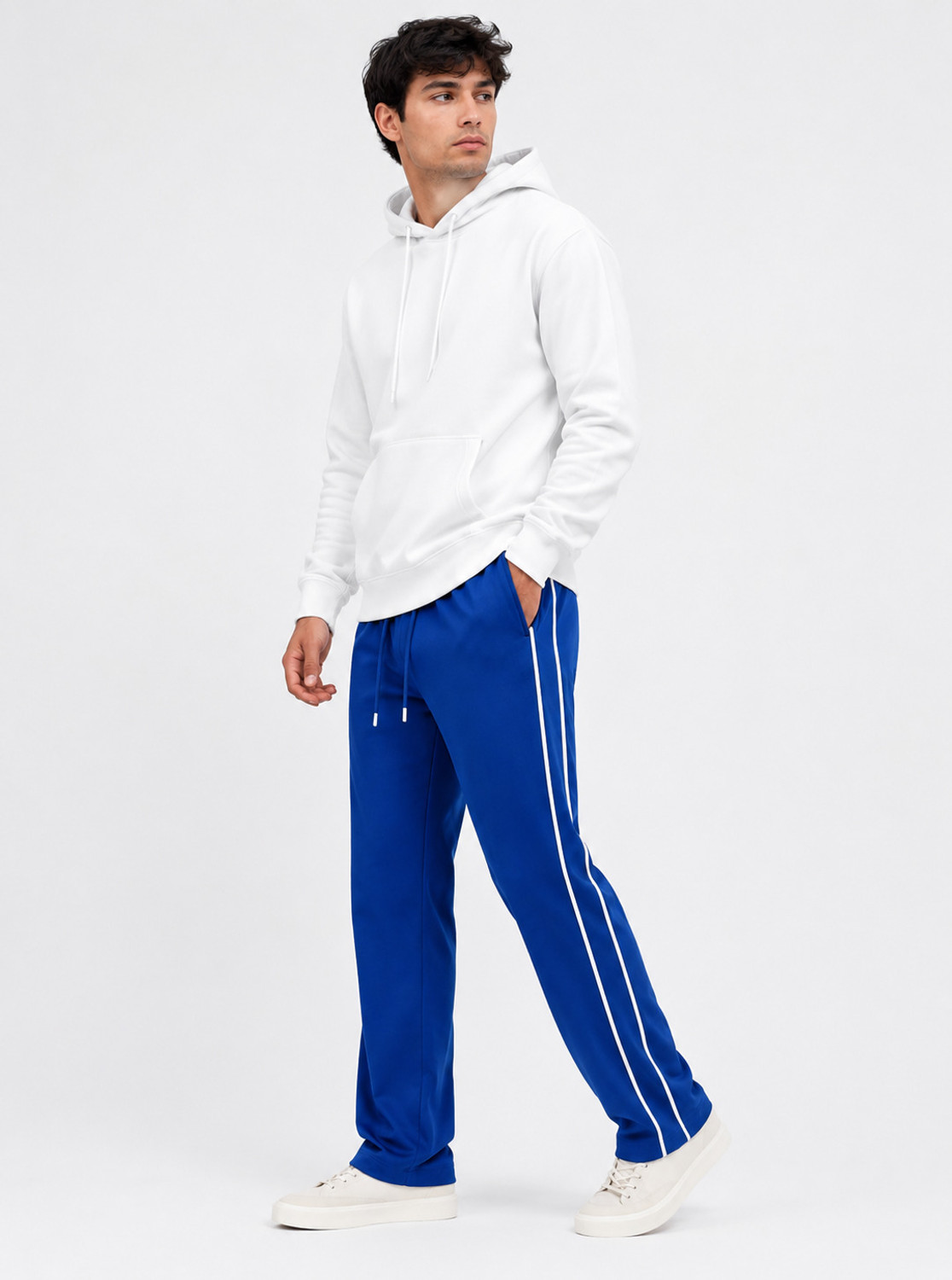 VEXUA Men Blue Striped Track Pants - Image 1