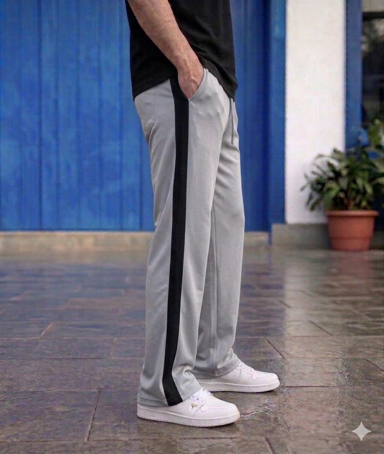 KEESUN Beige Striped Men's Track Pants - Image 6