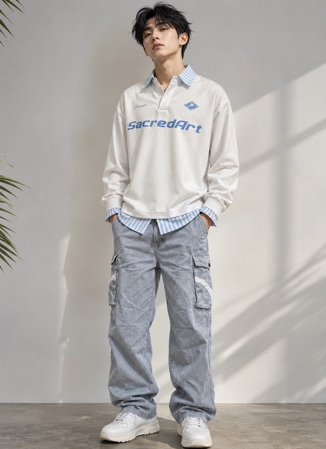 TZCREATION Men Light Blue Track Pants - Image 1
