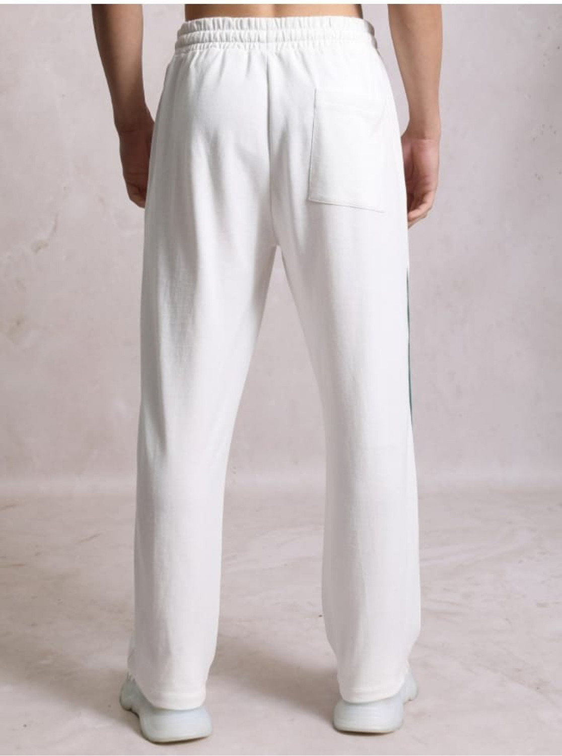 Image of Yaqr Men Striped White Track Pants