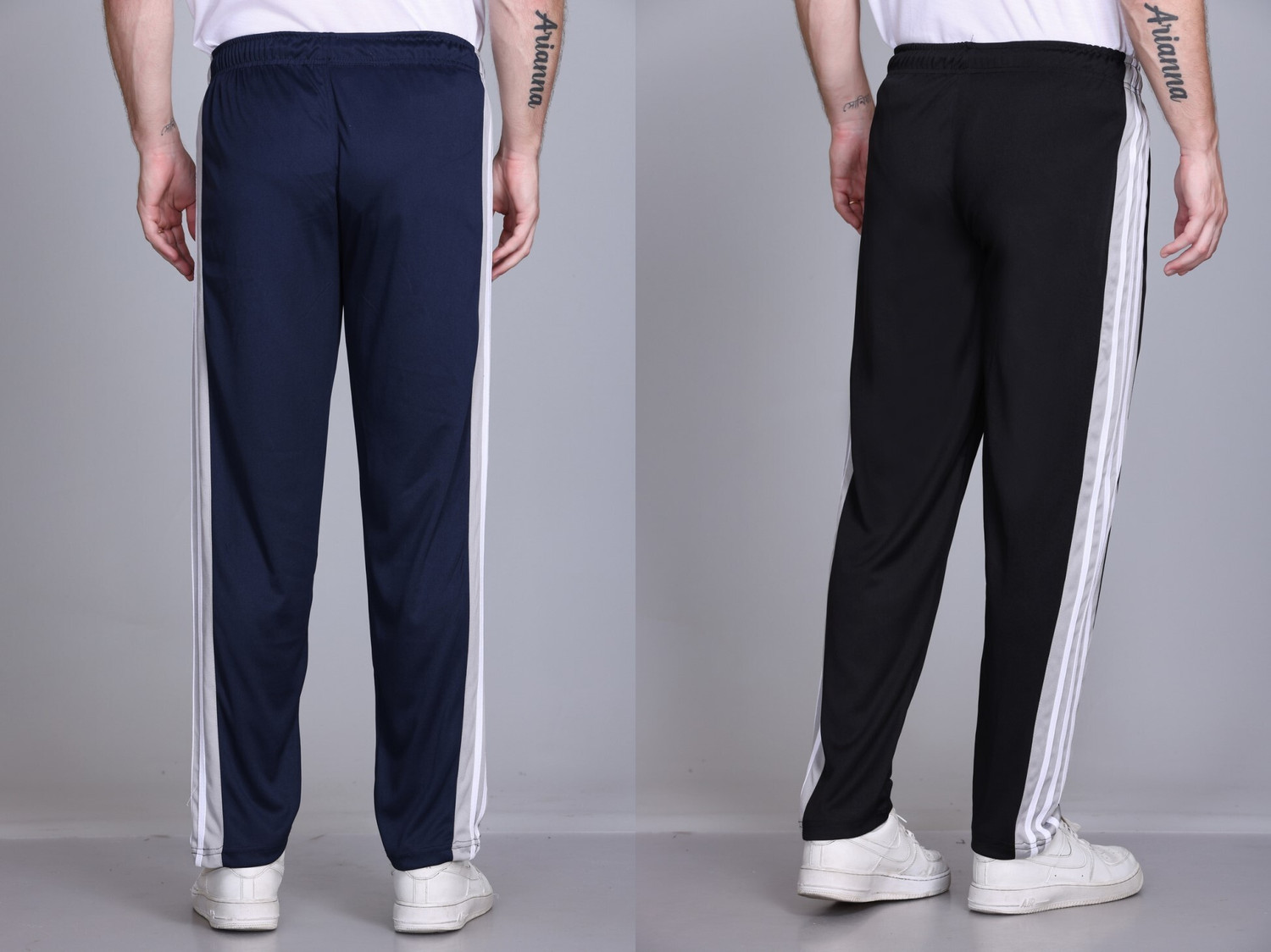 Image of HVBK Pack of 2 Men Solid Black, Blue Track Pants